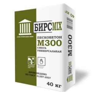 Смесь цементно-песчаная М-300 БИРСМИХ,25кг/60